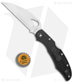 Byrd Cara Cara 2 Lockback Knife Wharncliffe Black (3.8" Satin Serr) BY03SBKWC2 -Benchmadess Zone Byrd Cara Cara 2 LB Wharncliffe Black Satin Serr BY03SBKWC2 BHQ 139733 jr bottlecap