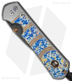 Chris Reeve Large Sebenza 31 Unique Graphic Pyrite Cabochon (3.6" Ladder Damasc) -Benchmadess Zone CR Large Sebenza 31 Unique with Cabochon Damascus Ladder DP BS19 E Pyrite BHQ 143557 td spine