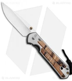 Chris Reeve Large Sebenza 21 Knife W/ Spalted Beech Inlays (3.625"Stonewash)