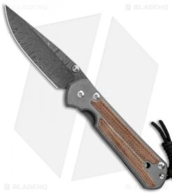 Chris Reeve Large Sebenza 21 Drop Point Natural Micarta Inlays Ladder Damascus