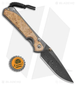 Chris Reeve Left Hand Large Sebenza 31 Box Elder (3.6" Raindrop Damascus) -Benchmadess Zone Chris Reeve Left Hand Large Sebenza 31 Inlay Box Elder 3in Raindrop Damascus BHQ 98957 td size