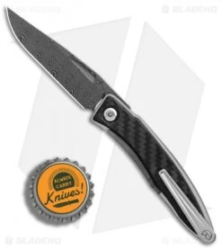 Chris Reeve Mnandi Left Handed Knife Carbon Fiber (2.75" Basketweave Damascus) -Benchmadess Zone Chris Reeve Mnandi Left Handed Carbon Fiber Basketweave Damascus BHQ 90356 er bottlecap