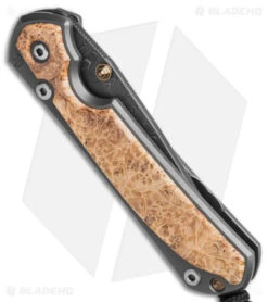 Chris Reeve Left Hand Small Sebenza 31 Frame Lock Knife Box Elder (3" Ladder) -Benchmadess Zone Chris Reeve Small Sebenza 31 Box Elder ladder Damascus LH BHQ 98997 td side