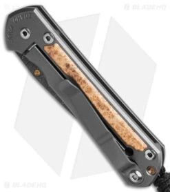 Chris Reeve Left Hand Small Sebenza 31 Frame Lock Knife Box Elder (3" Ladder) -Benchmadess Zone Chris Reeve Small Sebenza 31 Box Elder ladder Damascus LH BHQ 98997 td spine