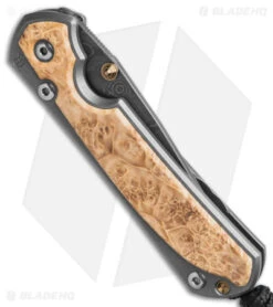 Chris Reeve Left Hand Small Sebenza 31 Frame Lock Knife Box Elder (3" Raindrop) -Benchmadess Zone Chris Reeve Small Sebenza 31 Knife Box Elder LH 3in Raindrop Dama BHQ 98995 td side