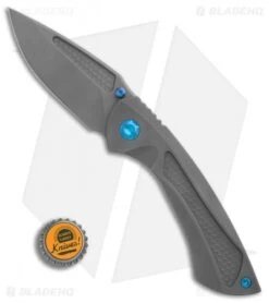 EOS Dorado Frame Lock Knife Bead Blast Ti W/ Blue Hardware (3.6" Bead Blast) -Benchmadess Zone EOS Dorado 501 Ti Bead Blast Blue HW BB BHQ 86312 er bottlecap