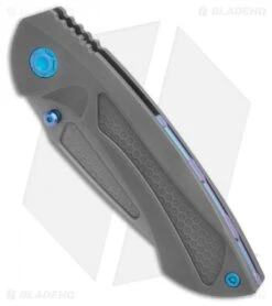 EOS Dorado Frame Lock Knife Bead Blast Ti W/ Blue Hardware (3.6" Bead Blast) -Benchmadess Zone EOS Dorado 501 Ti Bead Blast Blue HW BB BHQ 86312 er spine