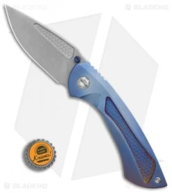 EOS Dorado Frame Lock Knife Blue/Purple Ti (3.6" Stonewash) -Benchmadess Zone EOS Dorado 502 Ti Blurple SW BHQ 86313 er bottlecap