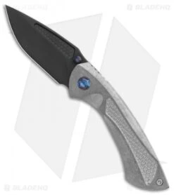 EOS Dorado Frame Lock Knife Titanium W/ Blue Hardware (3.6" Black)