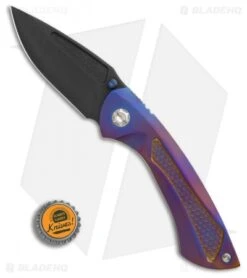 EOS Dorado Frame Lock Knife Purple/Bronze Ti (3.6" Black) -Benchmadess Zone EOS Dorado 506 Ti Anodized Purple Bronze DLC BHQ 86319 er bottlecap