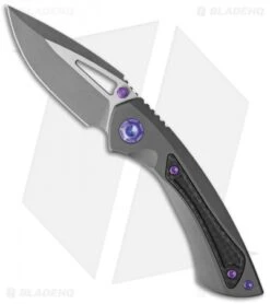 EOS Dorado S Frame Lock Knife Black DLC Ti/CF Purple (3" TT)
