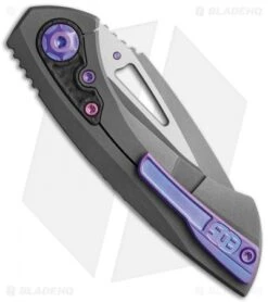 EOS Dorado S Frame Lock Knife Black DLC Ti/CF Purple (3" TT) -Benchmadess Zone EOS Dorado S 808 Gray CF Purple HW SW BHQ 102095 jr side