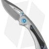 EOS Dorado S Frame Lock Knife Satin Titanium/CF Blue Highlights (3" Two-Tone)