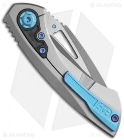 EOS Dorado S Frame Lock Knife Satin Titanium/CF Blue Highlights (3" Two-Tone) -Benchmadess Zone EOS Dorado S 811 SW CF Blue HW SW BHQ 102098 jr side