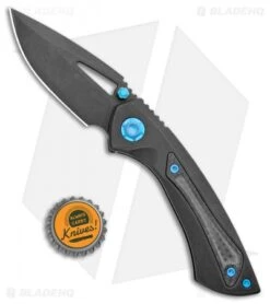 EOS Dorado S Frame Lock Knife Black Ti/Blue Hardware (3" Black) -Benchmadess Zone EOS Dorado S FL Black Ti Blue Hardware Black BHQ 100526 jr bottlecap