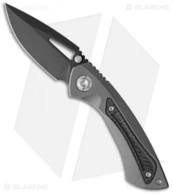 EOS Dorado S Frame Lock Knife Stonewash Titanium/CF (3" Black DLC)