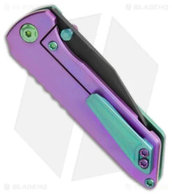 EOS Micro Surgeon Frame Lock Knife Green/Purple Joker (3.25" Black CTS-XHP) -Benchmadess Zone EOS Micro Surgeon FL Antique Green Purple Joker Ti Black BHQ 176957 jr side