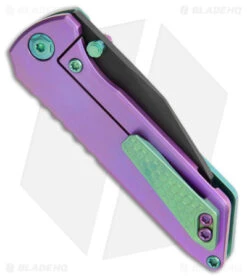 EOS Micro Surgeon Frame Lock Knife Green/Purple Joker (3.25" Black CTS-XHP) -Benchmadess Zone EOS Micro Surgeon FL Antique Green Purple Joker Ti Black jr side