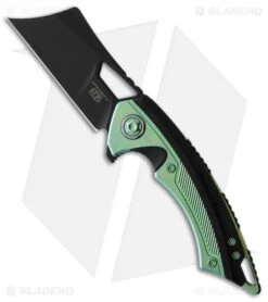 EOS Mini Nautilus Frame Lock Knife Black/Green Titanium (3.25" Black)