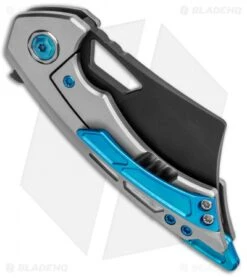 EOS Mini Nautilus Frame Lock Knife Titanium Satin/Blue (3.1" Black) -Benchmadess Zone EOS Mini Nautilus FL Ti Blue Satin TT BHQ 120715 jr side