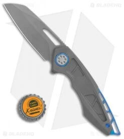 EOS Neptune Flipper Knife Bead Blast Ti W/ Blue Hardware (3.1" Bead Blast) -Benchmadess Zone EOS Neptune 602 Ti Blue Hardware BHQ 86301 er bottlecap