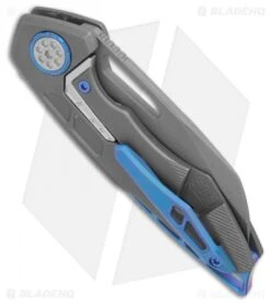 EOS Neptune Flipper Knife Bead Blast Ti W/ Blue Hardware (3.1" Bead Blast) -Benchmadess Zone EOS Neptune 602 Ti Blue Hardware BHQ 86301 er side