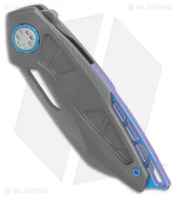 EOS Neptune Flipper Knife Bead Blast Ti W/ Blue Hardware (3.1" Bead Blast) -Benchmadess Zone EOS Neptune 602 Ti Blue Hardware BHQ 86301 er spine