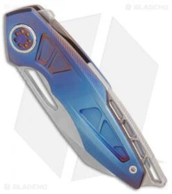 EOS Neptune Flipper Knife Blue Fade Ti (3.1" Stonewash) -Benchmadess Zone EOS Neptune 603 Ti Fade Anodized SW BHQ 86302 er spine