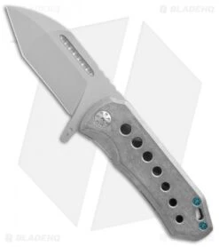 EOS Orca-SW Frame Lock Knife Stonewash Ti/Green Ano Hardware (3" Bead Blast)