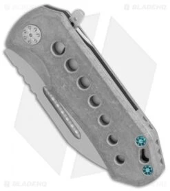 EOS Orca-SW Frame Lock Knife Stonewash Ti/Green Ano Hardware (3" Bead Blast) -Benchmadess Zone EOS Orca S sw ti green ano hw bb BHQ 75295 er spine