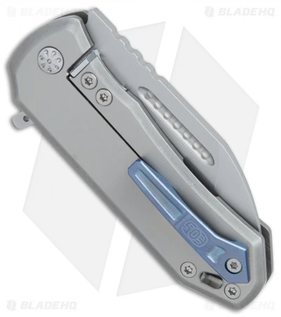 EOS Orca-Ti Frame Lock Knife Titanium/Blue Ano Clip (3" Bead Blast) 4 EOS Orca-Ti Frame Lock Knife Titanium/Blue Ano Clip (3" Bead Blast) - Image 2