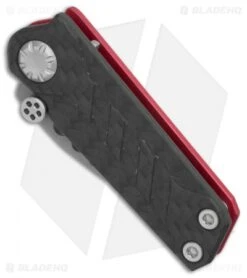 EOS Prawn Tanto Friction Folder Knife CF + Red Aluminum (2.1" Stonewash) -Benchmadess Zone EOS Prawn CF Aluminum Red SW BHQ 317 BHQ 86351 er spine