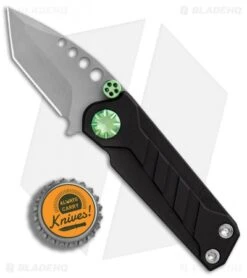 EOS Prawn Tanto Friction Folder Knife Black W/ Green Hardware(2.1" Bead Blast) -Benchmadess Zone EOS Prawn Friction Black Aluminum Green Ti Hardware BB BHQ 86997 er bottlecap