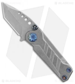EOS Prawn Tanto Friction Folder Knife Ti W/ Blue Hardware (2.1" Stonewash)