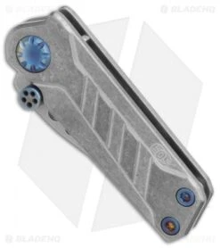 EOS Prawn Tanto Friction Folder Knife Ti W/ Blue Hardware (2.1" Stonewash) -Benchmadess Zone EOS Prawn Ti Blue HW 301 T SW BHQ 86336 er spine