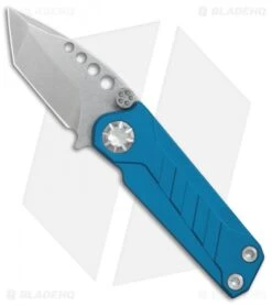 EOS Prawn Tanto Friction Folder Knife Blue Aluminum (2.1" Stonewash)
