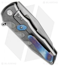 EOS Squid Frame Lock Flipper Knife Titanium W/ Flamed Clip (3.625" Stonewash) -Benchmadess Zone EOS Squid Ti Flamed Clip SW BHQ 71846 jr side