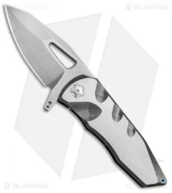 EOS Squid Frame Lock Flipper Knife Grooved Titanium (3.625" Stonewash)