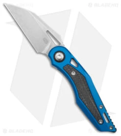 EOS Urchin Friction Folding Knife Blue Ti/Black CF (3.125" Stonewash Nitro-V)
