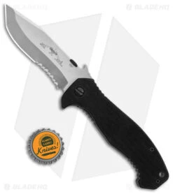 Emerson CQC-15 Liner Lock Knife Tanto Black G-10 (3.9" Satin/SW Serr) -Benchmadess Zone Emerson CQC 15 SFS Knife Tanto with Wave Satin Serr BHQ 8292 jr bottlecap