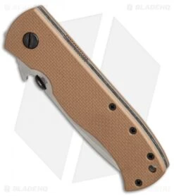 Emerson CQC-7V SF Tanto Knife W/ Wave & Tan G-10 Handle (3.3" Stonewash Plain) -Benchmadess Zone Emerson CQC 7V tanto wave tan G10 sw plain BHQ 10626 er spine