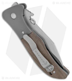 Emerson Custom Seax Liner Lock Knife OD Green Micarta (3.9" Satin) -Benchmadess Zone Emerson Custom Seax LL OD Green Micarta Satin BHQ 174836 jr side