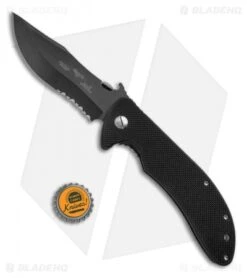 Emerson Iron Dragon Frame Lock Knife Black G-10 (3.75" Black Serr) BTS -Benchmadess Zone Emerson Iron Dragon Black G 10 Black Serr BTS BHQ 67703 jr bottlecap