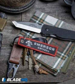 Emerson CQC-7BW SF Tanto Knife W/ Wave (3.3" Stonewash) 7 Emerson CQC-7BW SF Tanto Knife W/ Wave (3.3" Stonewash) -Benchmadess Zone Emerson Knives Flight Tag Keychain FREE BHQ 86627 kp table top with stuff web