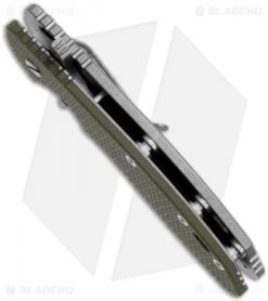 Hinderer Knives XM-24 Spanto Flipper Knife Green (4" Stonewash Plain) -Benchmadess Zone Hinder knives xm24 g10 green side