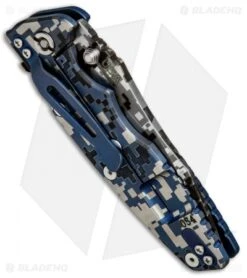 Hinderer Knives Eklipse Flipper Frame Lock Knife Blk/Blu G-10 (3.5" Digi Camo) -Benchmadess Zone Hinderer Eklipse Black Blue G 10 Digi Camo BHQ 71245 jr side