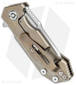 Hinderer Knives Half Track Tanto Knife Paw Engraved Bronze Ti (2.75" Stonewash) -Benchmadess Zone Hinderer Half Track Tanto Paw Engraved Bronze Ti SW BHQ 78112 jr side