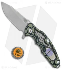 Hinderer Knives Jurassic Knife Raptor Eye Green/Black (3.375" Working Finish) -Benchmadess Zone Hinderer Jurassic Raptor Eye Green Black Working Finish BHQ 78111 jr bottlecap