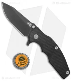 Hinderer Knives Jurassic Frame Lock Knife Textured Black (3.5" Black SW) -Benchmadess Zone Hinderer Knives FL Textured Black G 10 Black SW BHQ 135673 jr bottlecap