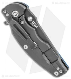 Hinderer Knives Jurassic Frame Lock Knife Textured Black/Blue (3.5" Black SW) -Benchmadess Zone Hinderer Knives FL Textured Blue Black G 10 Black SW BHQ 135672 jr side 2